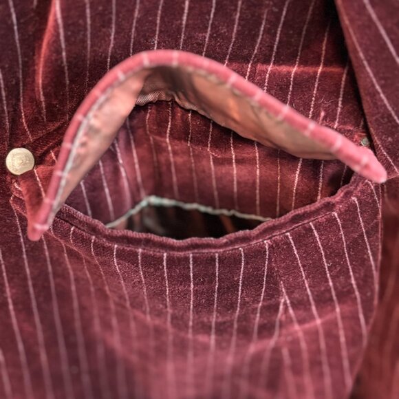 Victorian Velvet Jacket - Burgundy Pinstripe Blazer - Picture 5 of 16